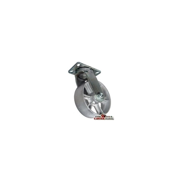 12"x3" Kingpinless Heavy Duty Swivel Caster, Gray Iron Steel Wheel